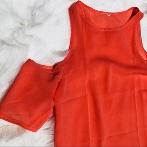 Orange Cold Shoulder Blouse